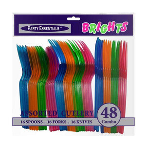 COMBO CUTLERY – ASSORTED NEON 48 CT. - USA Party Store