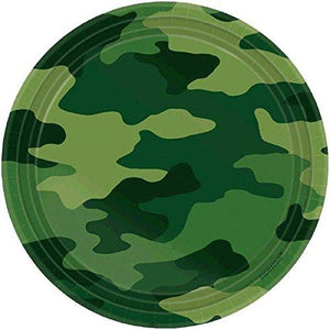 Camouflage Round Plates, 7" - 8 Count - USA Party Store