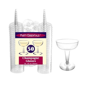 4 OZ. 2 PC. CHAMPAGNE GLASSES – CLEAR 50 CT. - USA Party Store