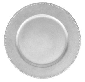 Rental - Plastic Charger Plate - Silver - USA Party Store