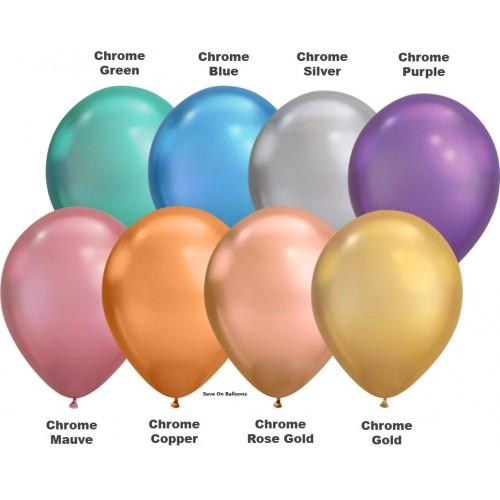 11" inflated Chrome Latex Balloons - (Optional Hi-Float to last 2 to 3 days) USA Party Store