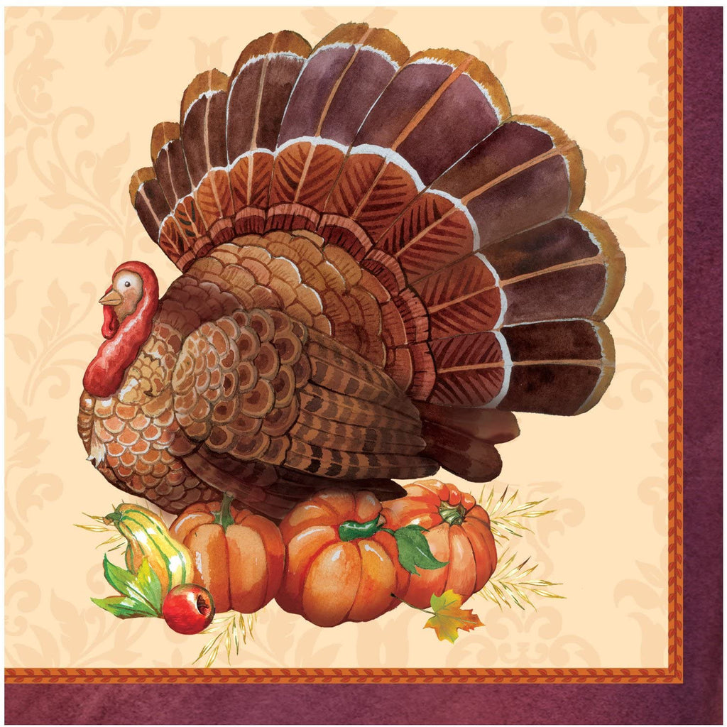 Thanksgiving Elegance Beverage Napkins 12 Ct