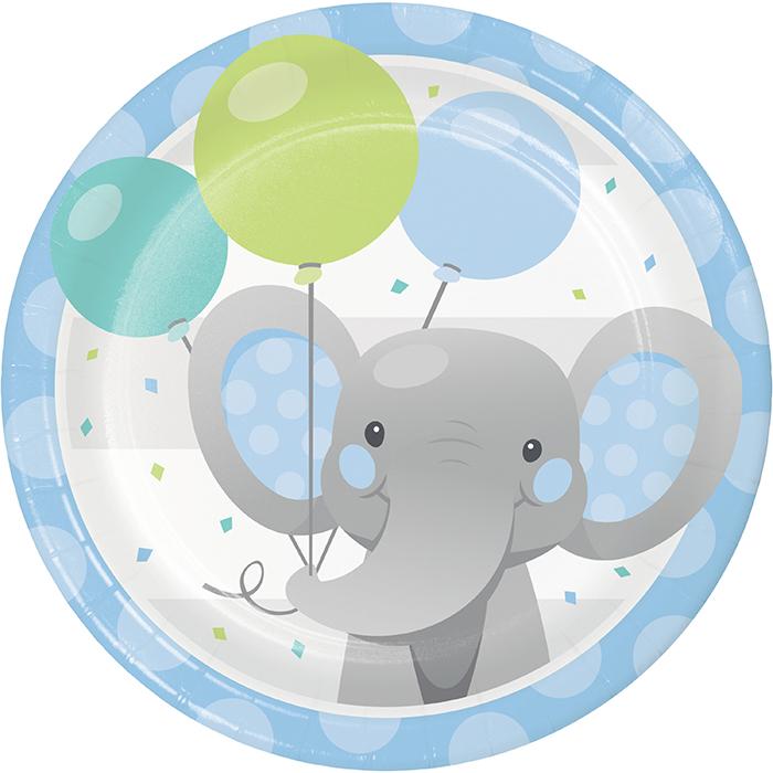 Enchanted Elephant Blue Plate 7" - USA Party Store