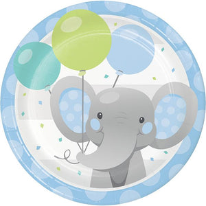 Enchanted Elephant Blue Plate 9" - USA Party Store