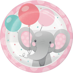 Enchanted Elephant Pink Plate 9" - USA Party Store