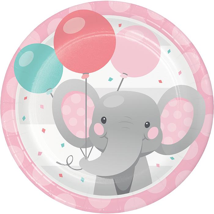 Enchanted Elephant Pink Plate 7" - USA Party Store