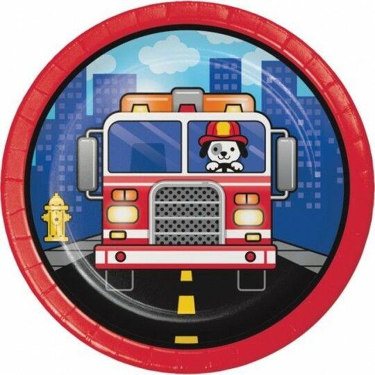 Flaming Fire Truck 7" Plates Creative Converting