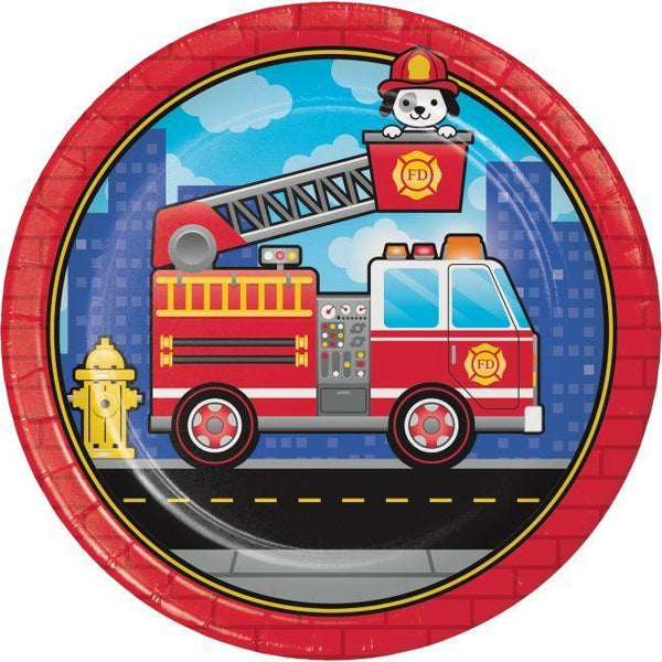 Flaming Fire Truck 9" Plate Creative Converting