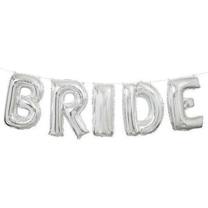 Foil Silver Bride Wedding Letter Balloon Banner Kit - USA Party Store
