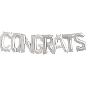 Foil Silver Congrats Letter Balloon Banner Kit - USA Party Store