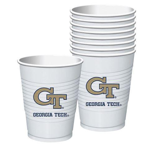 Georgia Tech Plastic Cup - 8 Ct Creative Converting