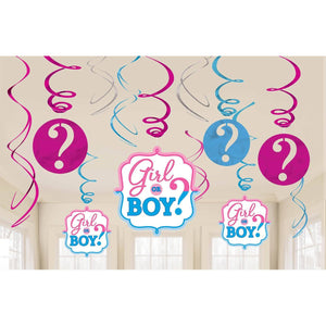 Girl or Boy Swirl Decorations - USA Party Store