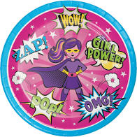 Girls Super Hero Plates 9"