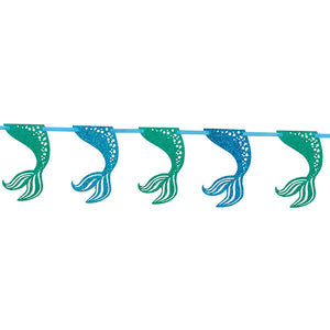 Glitter Mermaid Garland, Green/Teal, 9' - USA Party Store