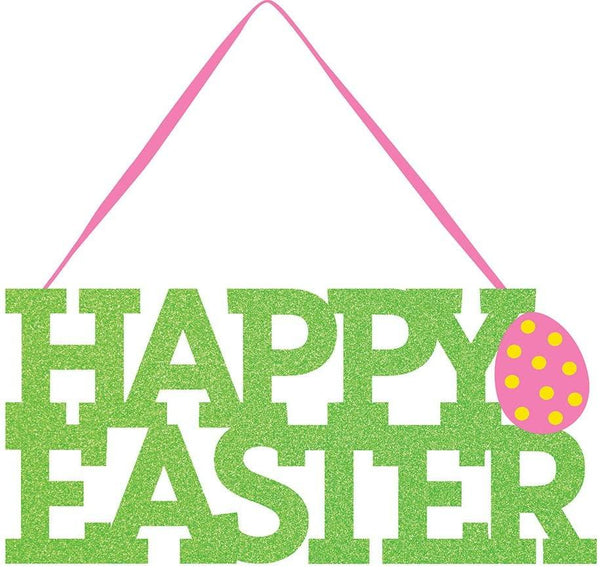 Happy Easter Glitter Sign, Green Creative Converting