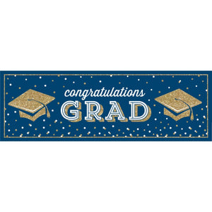 GLITTERING GRAD GIANT PARTY BANNER 1CT