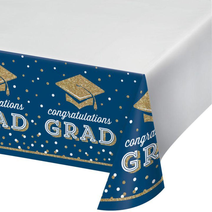 GLITTERING GRAD PAPER TABLECOVER BORDER PRINT, 54" X 102" 1CT Creative Converting