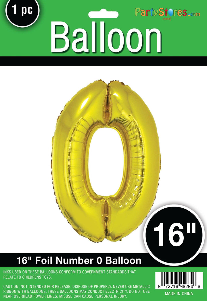 16" Air Filled Only - Number Balloons in Gold or Silver USA Party Store