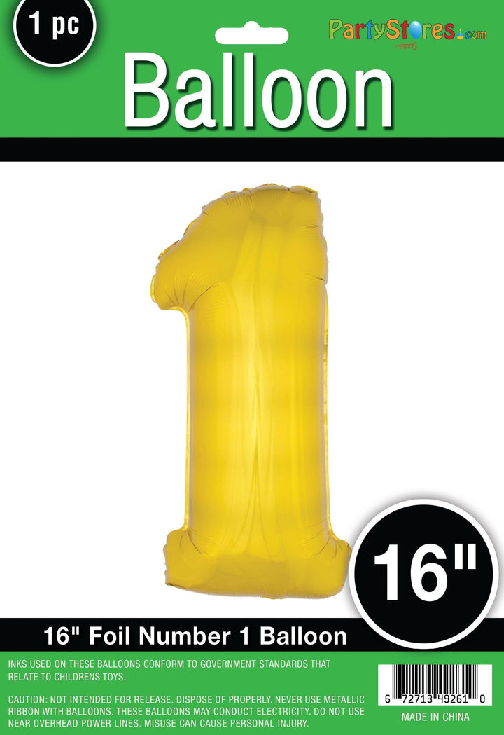 16" Air Filled Only - Number Balloons in Gold or Silver USA Party Store