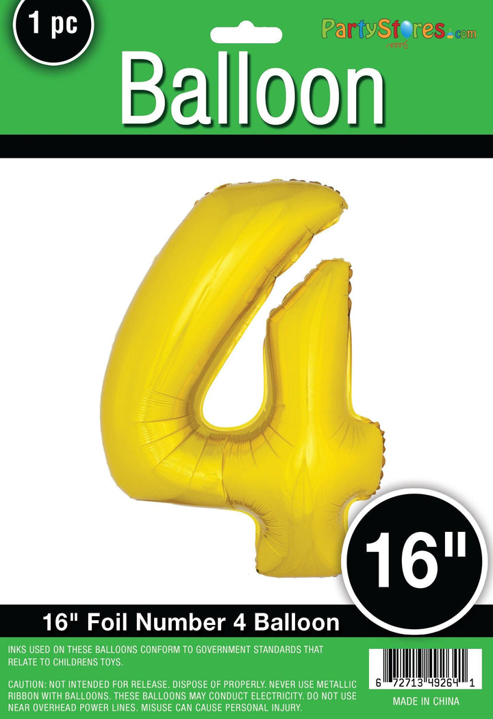 16" Air Filled Only - Number Balloons in Gold or Silver USA Party Store