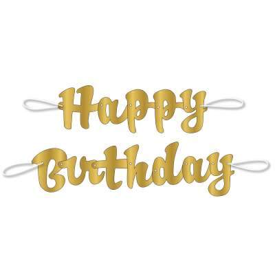 Gold Script "Happy Birthday" Banner Unique