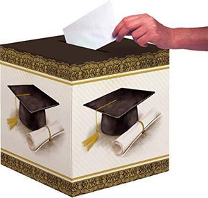 Graduation Card Box Gold and Silver 12” x 12” - USA Party Store