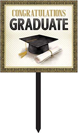 Graduation Yard Sign Gold and Silver 15” x 26” Creative Converting