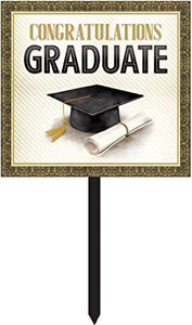 Graduation Yard Sign  Gold and Silver 15” x 26” - USA Party Store