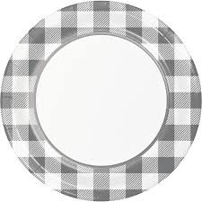 Gray and White Check Plate 9" Creative Converting