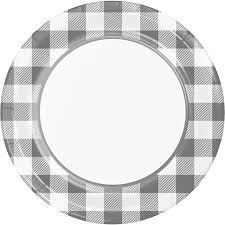 Gray and  White Check Plate 9"