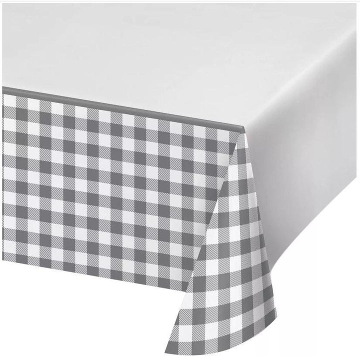 Gray and White Check Tablecover Creative Converting