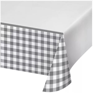 Gray and White Check Tablecover