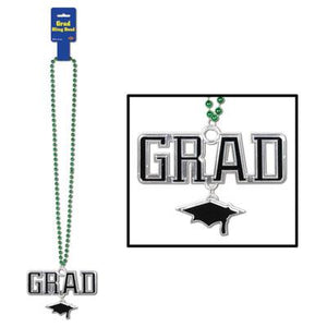Green Beads w/Grad Medallion - USA Party Store