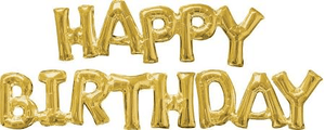 Happy Birthday Gold Phrase Balloon - USA Party Store