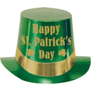 St. Patrick's Green Foil Top Hat with Gold Glitter