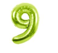 34" Large Foil Number Balloons Lime Green