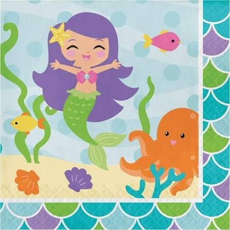 Mermaid Friends Lunch Napkins - 2 ply - 16 count Unique