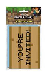 Minecraft Invitation Cards with Envelopes 8 Counts - USA Party Store