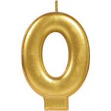 Birthday Celebration, Numeral  Metallic Candle, Party Supplies, Gold, 3 1/4"  0-9 - USA Party Store