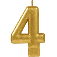 Birthday Celebration, Numeral  Metallic Candle, Party Supplies, Gold, 3 1/4"  0-9 - USA Party Store