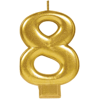 Birthday Celebration, Numeral  Metallic Candle, Party Supplies, Gold, 3 1/4"  0-9 - USA Party Store