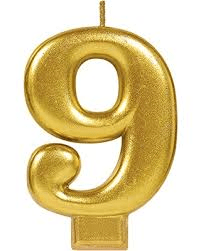 Birthday Celebration, Numeral  Metallic Candle, Party Supplies, Gold, 3 1/4"  0-9 - USA Party Store