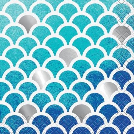 Ocean Blue Scallop Print Beverage Napkins, 16ct USA Party Store