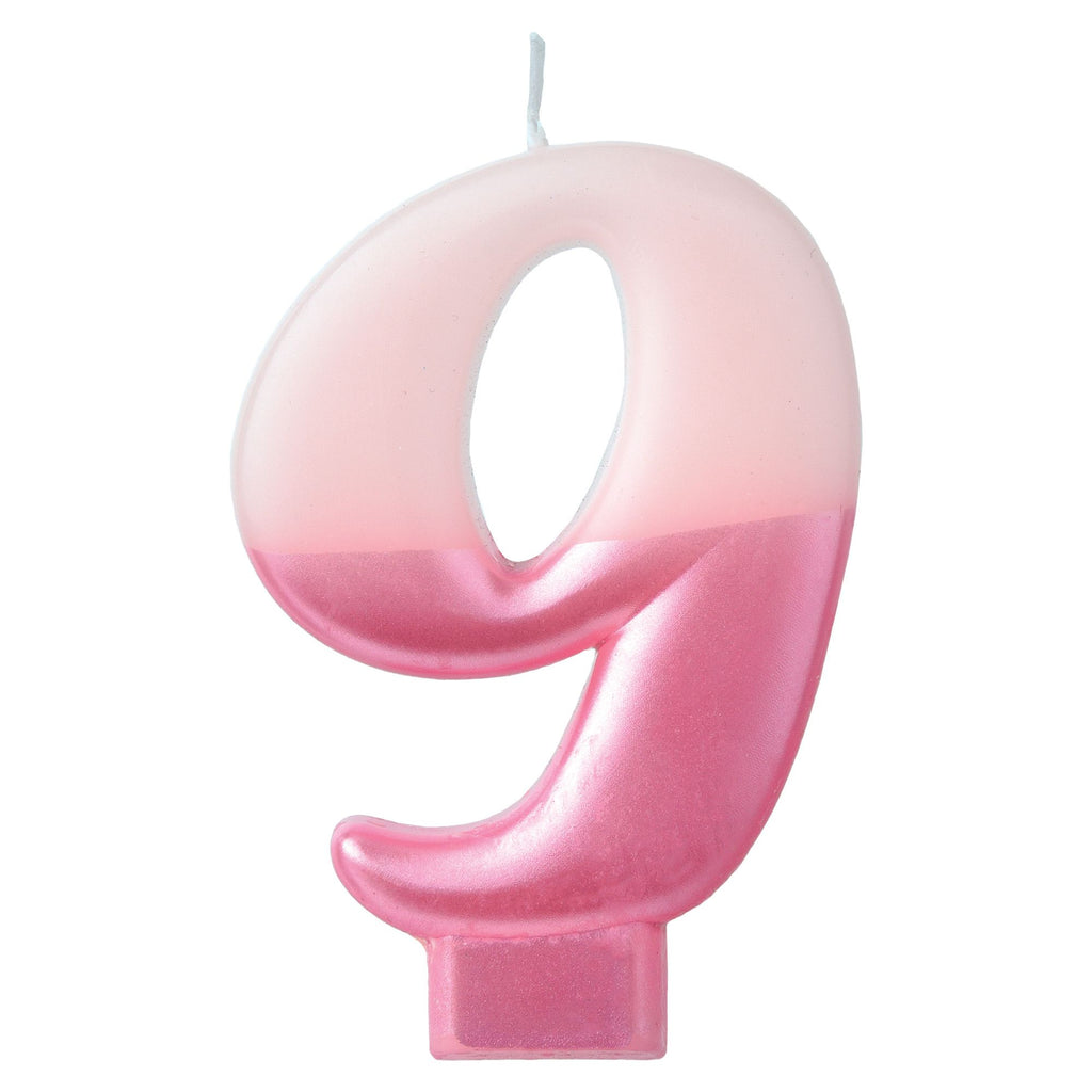 Birthday Celebration, Numeral  Metallic Candle, Party Supplies,  3 1/4"  0-9