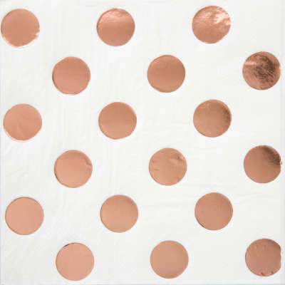 Rose Gold Foil Dots Beverage Napkins 16ct - Foil Stamped Unique