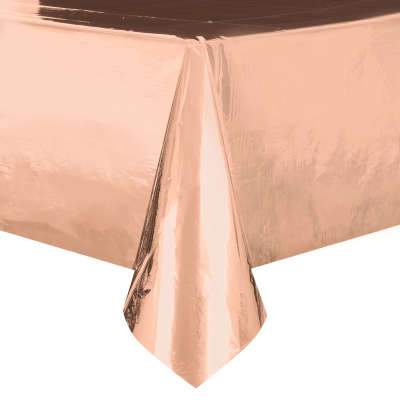 Rose Gold Foil Rectangular Plastic Table Cover 54"x108" Unique