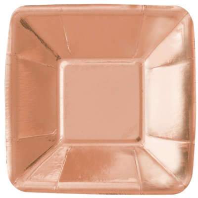 Rose Gold Foil Square 5" Appetizer Plates 8ct - Foil Board Unique