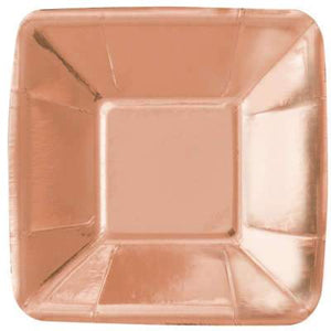 Rose Gold Foil Square 5" Appetizer Plates 8ct - Foil Board - USA Party Store