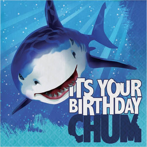 Shark Splash Happy Birthday Luncheon Napkins 3-ply · 16 count - USA Party Store