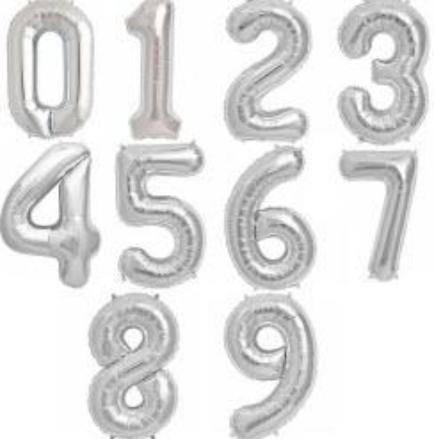 34" Large Foil Number Balloon (Silver) - USA Party Store